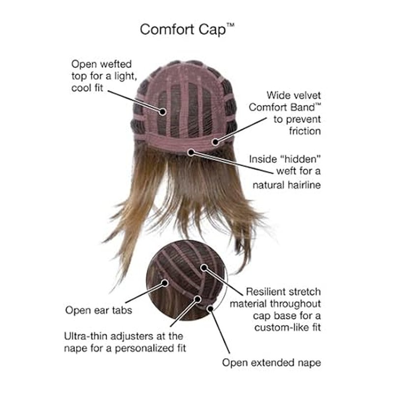 GABOR Ambitious Essential Collection Wig Cap, Mid-Length With Soft Bangs and Beachy Wave by Hairuwear, Light Brown