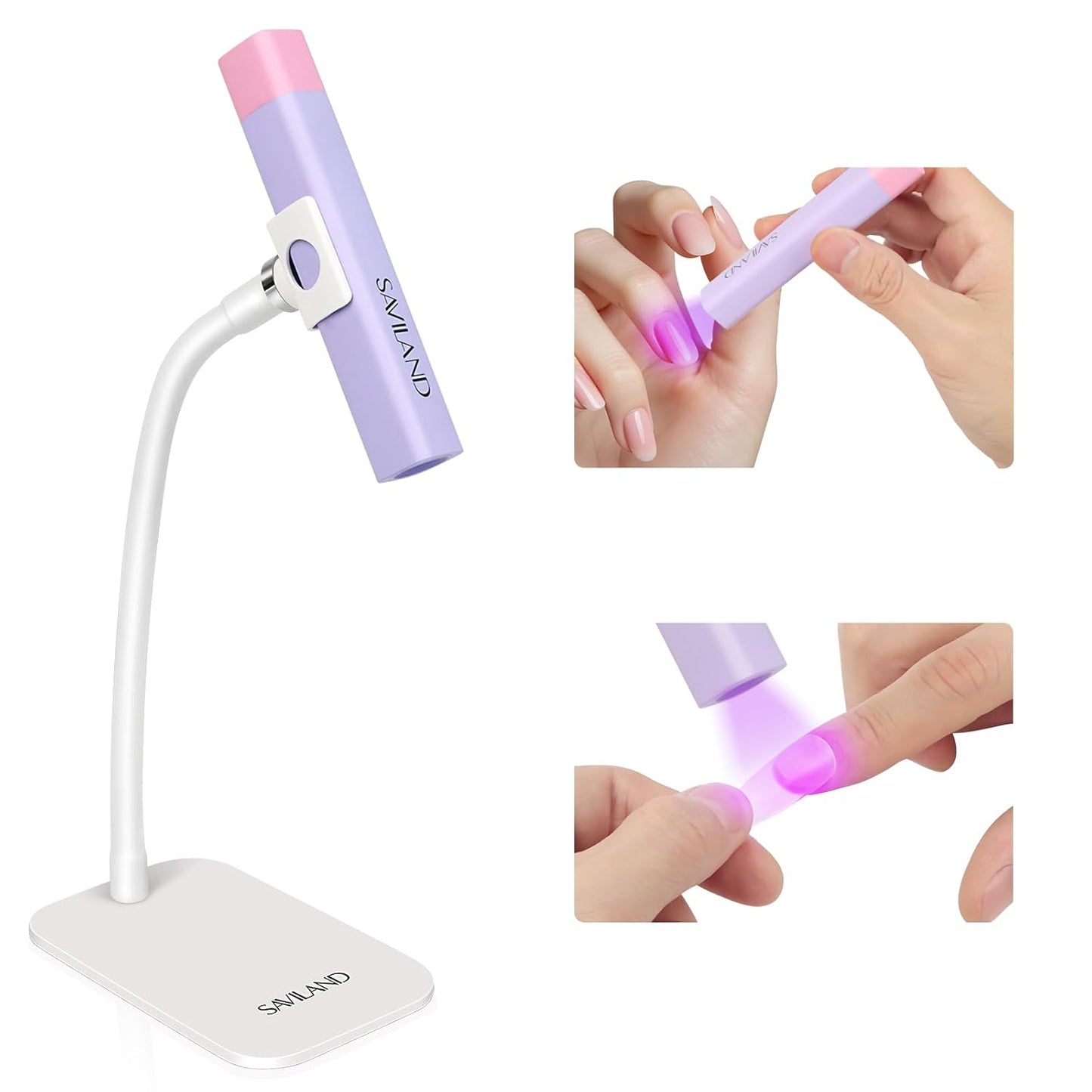 Saviland Mini Nail Lamp, Quick-Dry Gel Nail Lamp 16W, Portable U V Light for Easy and Fast Nail Extension, U V LED Curing Lamp for Manicure Starters DIY Nail Art