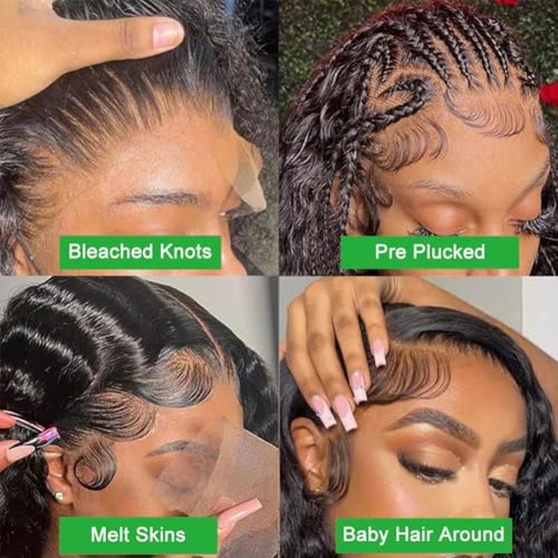 24 Inch 13x6 Lace Frontal Deep Wave Wigs Human Hair 13x6 Lace Front Deep Wave Wig 200% Density Pre Plucked Lace Front Curly Human Hair Wigs for Women Glueless Wig