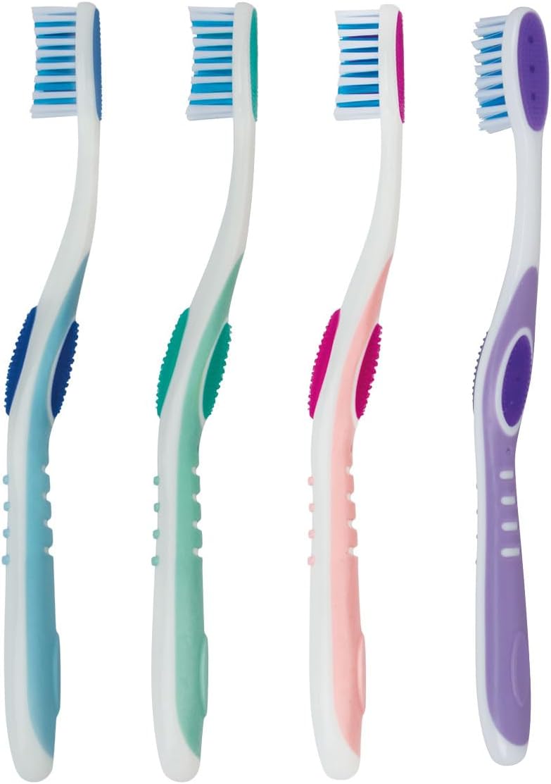 SmartSmile Adult Toothbrushes with Tongue Cleaner - Soft Bristles, Assorted Colors | 72 Individually Wrapped
