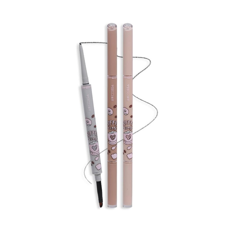 VEECCI Waterproof Gel Eyeliner Pencil - Highly Pigmented, Smudge-proof, Ultra-Fine Tip for Precise Eye Makeup - Built-in Brush for Easy Application - Ideal for women & girls (03 Coffee)