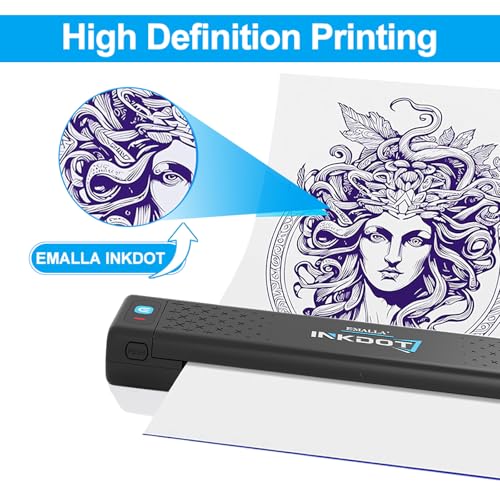 Emalla INKDOT Tattoo Stencil Printer, Bluetooth Thermal Printer Machine 203DPI High-Res Wireless Transfer Tattoo Machine Smart App Protable for Artists, iOS and Windows Tattoo Supplies