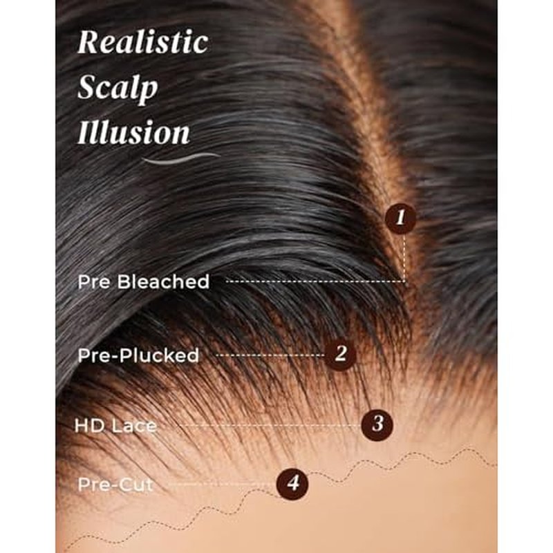 Arabella 6x6 Wear and Go Glueless Wig 12a Glueless Wigs Human Hair Pre Plucked Pre Cut Loose Body Wave Only Middle Part Lace Front Wigs Human Hair 100% Pre Bleached Knots Wig (20inch, 6X6 Body Wave)