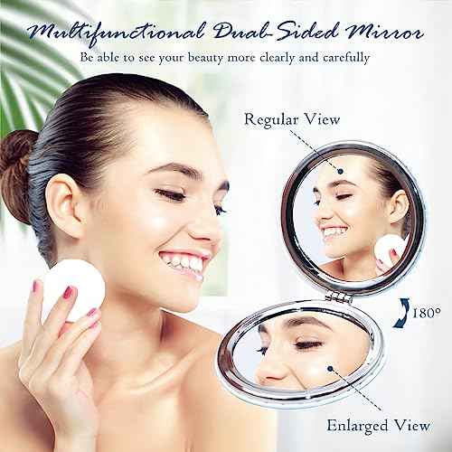 SPOKKI 4 Pcs Diamond Painting Compact Mirror, DIY Pocket Mirror with Mandala Diamond Painting Cover - Folding Purse Design, Portable Magnifying Mirror for Women Girls Kids