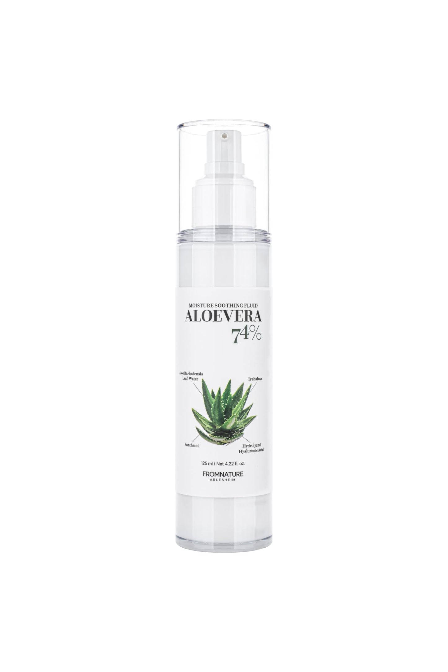 FROMNATURE ARLESHEIM Aloe Vera 74% Moisture Soothing Fluid 125 ml – Hydrating & Moisturizing with Hyaluronic Acid