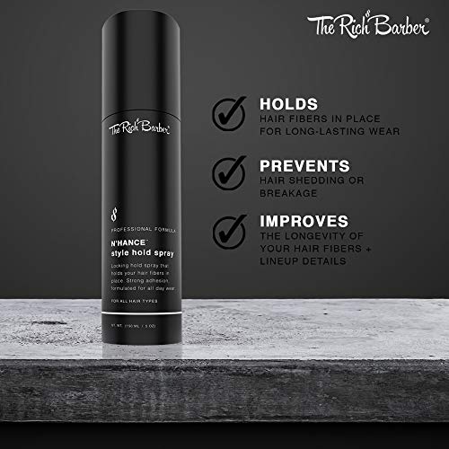 The Rich Barber N¡¯Hance Hold Spray for Hair Building Fibers - Long Lasting Locking & Setting Hold Spray for Natural Concealing Hair Thickening Fibers (5 oz.)