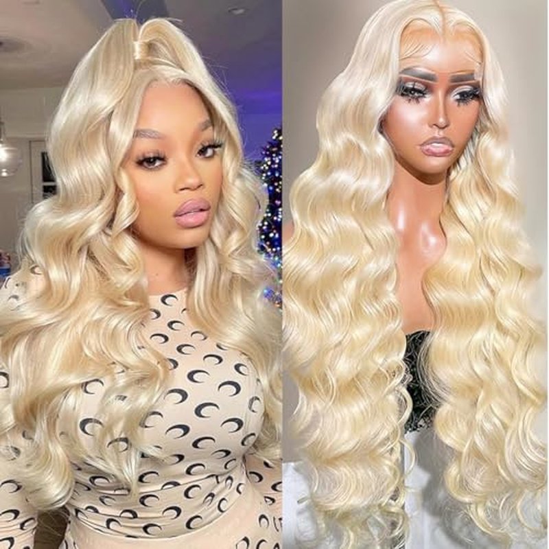 613 Lace Front Wig Human Hair 200% Density Blonde wig Human Hair 13x6 Body Wave Blonde Wigs for Women Brazilian Virgin HD Transparent Lace Front Wigs Pre Plucked 26 Inch