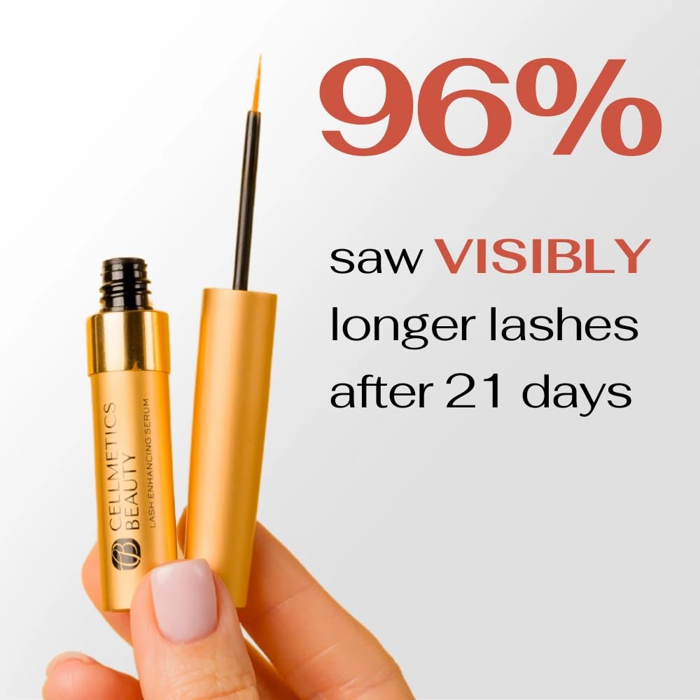 Cellmetics Beauty Peptide Lash Serum for Eyelash Growth - Eyelash Growth Serum with Advanced Formula to Support Longer Fuller and Thicker Looking Lashes - Vegan & Cruelty-Free for Sensitive Eyes
