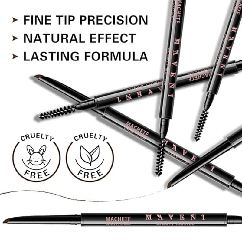 Microblading Eyebrow Pencil, Eyebrow Retractable Definer Pencil, Long Lasting Eye Brow Pencil, Angled Precision Tip, 0.1MM Ultra Slim Eyebrow Makeup, Waterproof, Smudgeproof (05 DEEP BROWN)