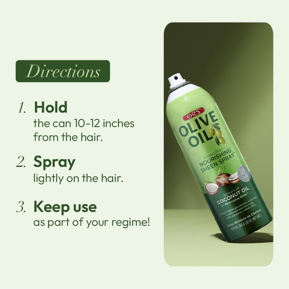 ORS Olive Oil Nourishing Sheen Spray infused with Coconut Oil 10 ounces (Pack of 3)