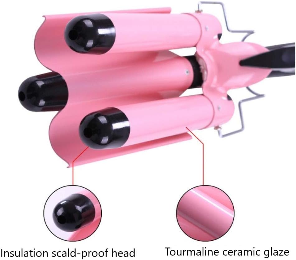3 Barrel Curling Iron Wand - 26mm Adjustable Temperature Ceramic Hair Waver | Pink