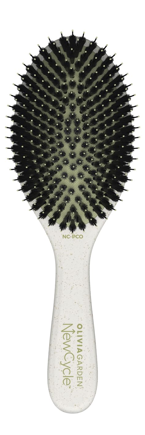 Olivia Garden NewCycle Round Vegan Boar and Ionic bristles Cushion Hair Brush and made from 100% recycled material (except bristles and cushion)