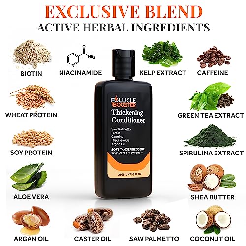 Biotin Hair Growth Conditioner for Men and Women - Treatment for Thinning Hair and Hair Loss with Natural and Vegan DHT Blockers - Caffeine, Saw Palmetto, Niacin, Zinc - Cruelty and Paraben Free