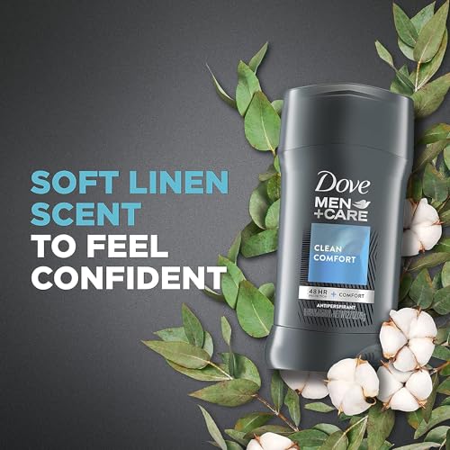 Dove Men + Care Antiperspirant - Clean Comfort - Non-Irritant - Net Wt. 2.7 OZ (76 g) Per Stick - Pack of 3 Sticks