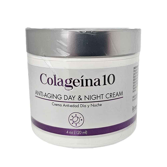 Colageina 10 Anti-Aging Day and Night Cream 4oz, Crema Facial Anti-Edad de Dia y Noche 120ml