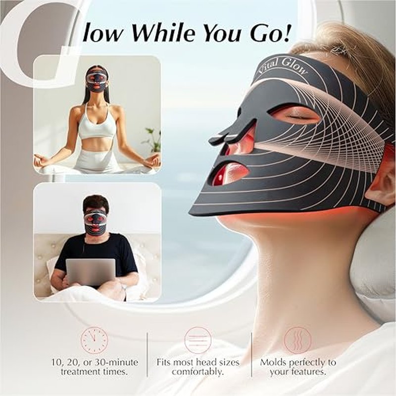 Red Light Therapy Mask, LED light Therapy for Face + Jade Roller & Gua Sha, At-Home Skincare Beauty Treatment, For Home, Portable & Rechargeable