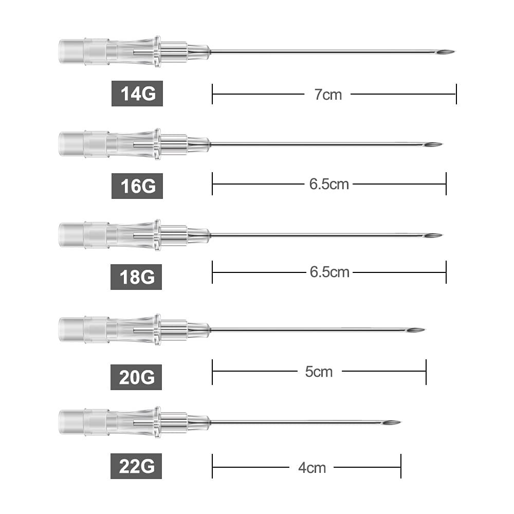 50Pcs Catheter Piercing - Yuelong 16 Guage Catheter Ear Nose Piercing Tool Sterilised Hollow Body Piercings Kit Tools for Lip Tongue Belly Nipple Piercing Supplies