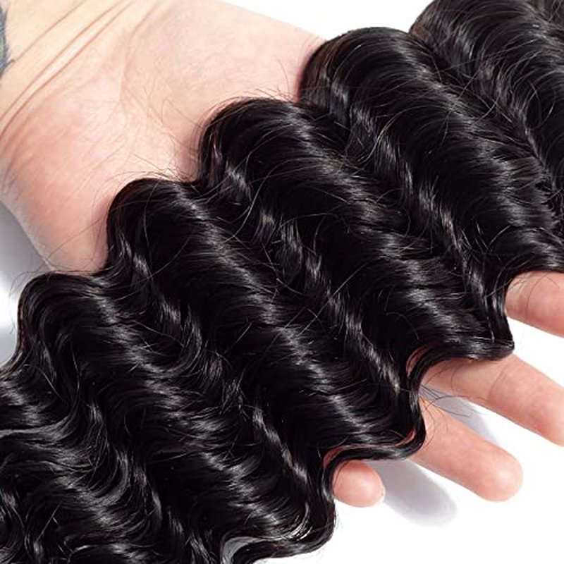 Deep Wave 3 Bundles 20 22 24 inch 10A Brazilian Virgin Human Hair Bundle Double Strong Weft Deep Wave Human Hair Unprocessed Deep Curly Wave Human Hair Bundles