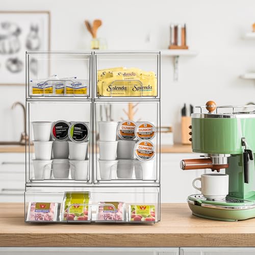 Sorbus Acrylic Storage Containers - 3 Pack, Stackable Storage Bins Set for Bathroom Organization - Clear Acrylic Drawer Organizers - Makeup Case Pull-Out Drawers (7.6¡¯¡¯ Tall and 12.1¡¯¡¯ Wide)