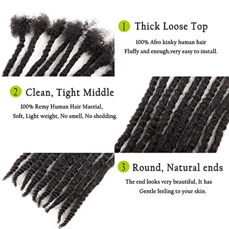 Orientfashion 10inch Textured loc Extensions Human Hair Curly Ends 0.8cm Thickness Full Hand-made Permanent Dreadlock Extensions Human Hair for Women/Men (10inch 30strands, 0.8cm Natural black)