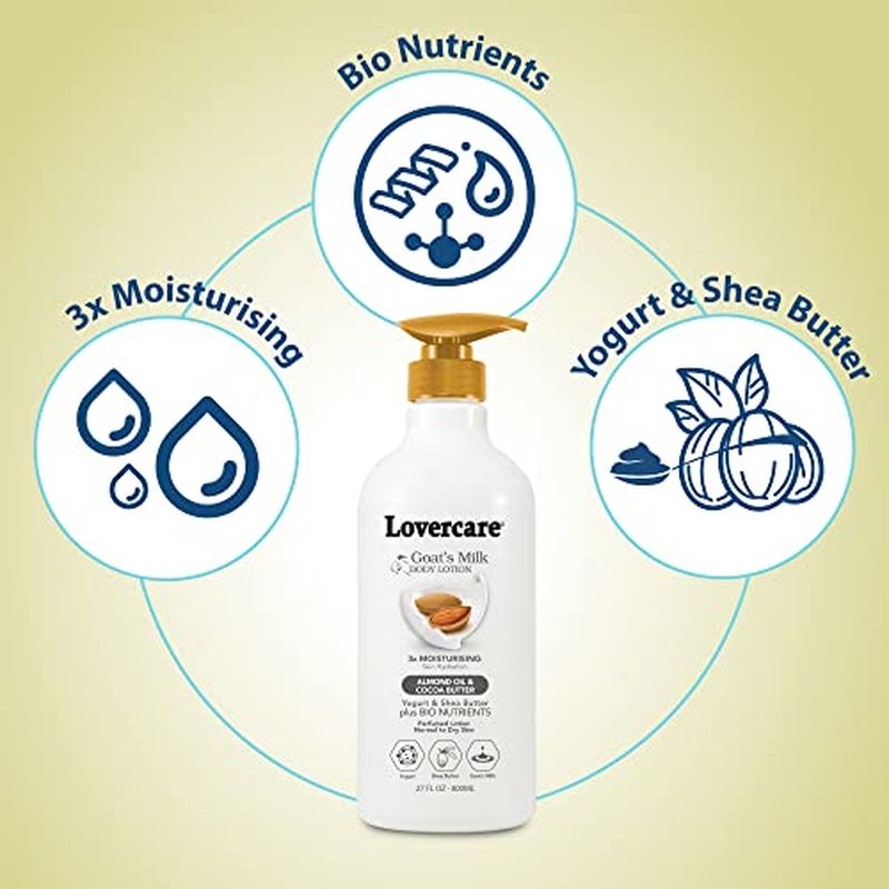 Lovercare Goat Milk Body Lotion for Dry Skin Almond Oil & Cocoa Butter 27.05oz (800ml) - Single¡¦