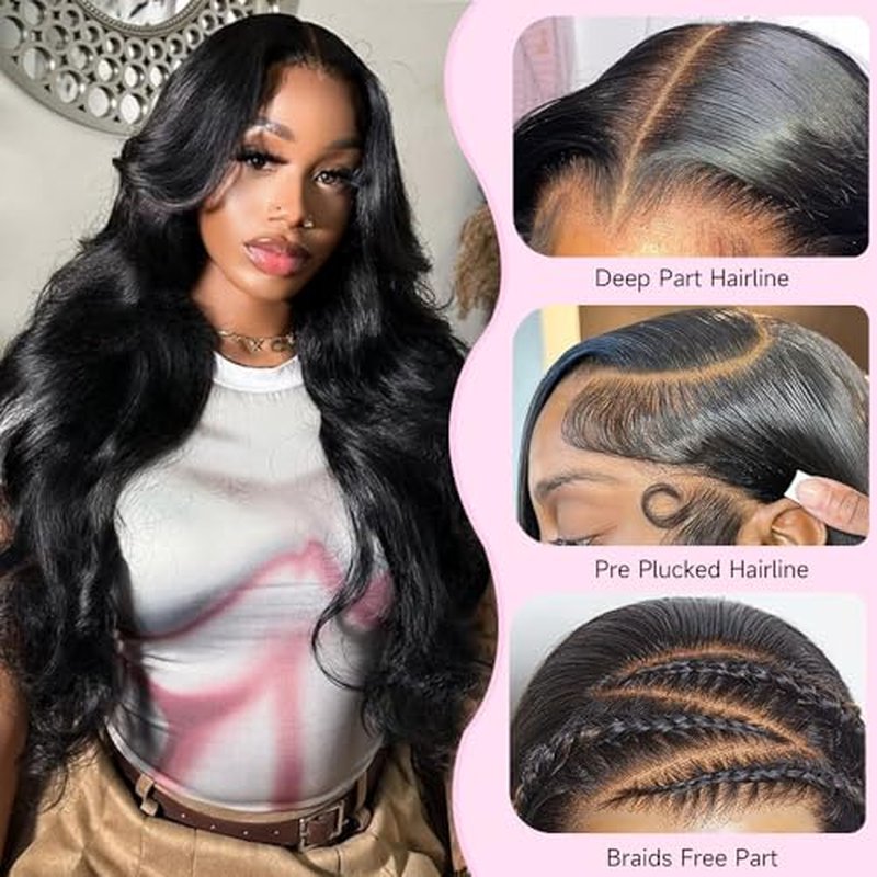 13x6 Body Wave Lace Front Wigs Human Hair 26 Inch 200 Density HD Lace Frontal Wigs 12A Brazilian Virgin Human Hair Wig pre Plucked Natural Hairline 3x Longer Lifespan