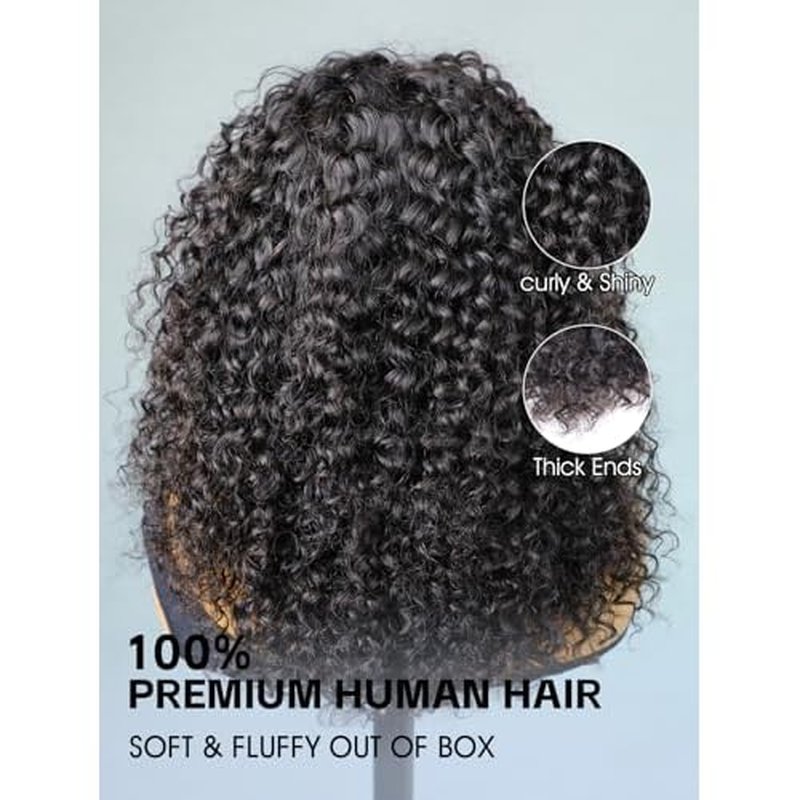 Kinky Curly Half Wig Human Hair 3-in-1 Flip Over, Headband & Drawstring Half Wigs for Black Women, 18 Inch, Seamless Glueless Wear & Go, Beginner Friendly, 180% Density Natural Curly Volume