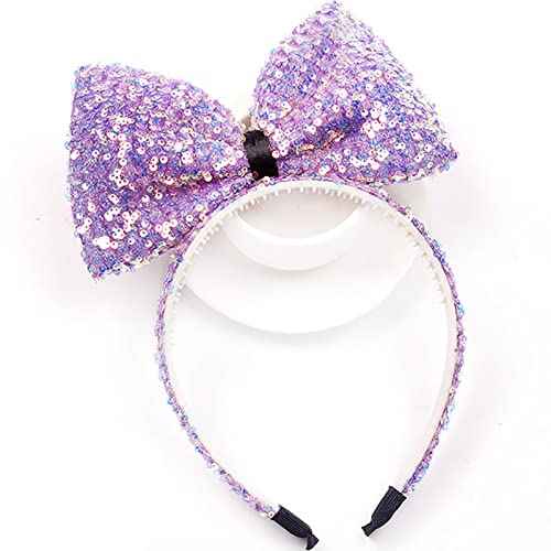 Sequin Mouse Ears Headbands Bow Glitter Hair Clasp Party Decoration for Girls,Women