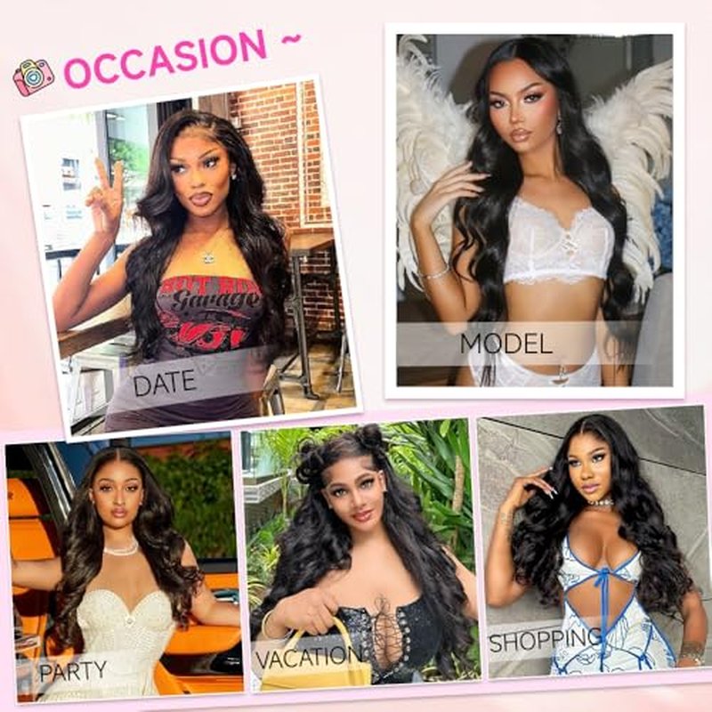 13x6 Body Wave Lace Front Wigs Human Hair 26 Inch 200 Density HD Lace Frontal Wigs 12A Brazilian Virgin Human Hair Wig pre Plucked Natural Hairline 3x Longer Lifespan