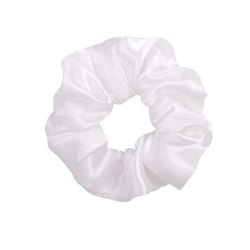 80 Pieces White Satin Scrunchies Bulk, Solid Color Elastic Hair Bands Silky Ponytail Holder for Women Girls Kids Hair Accessories