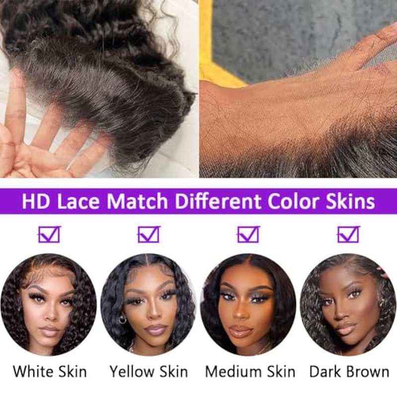 26 Inch 13x6 Deep Wave Lace Front Wigs Human Hair HD Transparent Lace Frontal Curly Wigs 200 Density Deep Curly Lace Front Wigs Human Hair Wig Pre Plucked Natural Color Deep Wave Wig