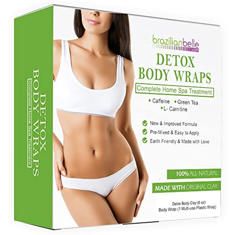 Brazilian Belle Detox Clay Body Wraps for Body Firming & Skin Tightening ? Anti-Cellulite Stomach Wraps with Bentonite Clay & Aloe Vera ? Complete Firming Cream Skincare Kit with up to 12 Applications