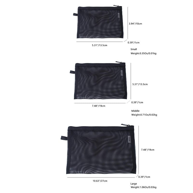 YONBEN Mesh Cosmetic Bag 3 Size Makeup Bag Set Nylon Waterproof Organizing Bags Purse Organizer Pouches Travel Bags with Zipper (10,Large)