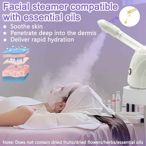 LIXESZT Facial Steamer Professional for Deep Cleansing with Extendable 360¡Æ Swivel Arm£¬Nano Constant Temperature Mist for Home Facial Spa-Sinuses Sinus Care, 4Pcs Stainless Steel Skin Care Kit