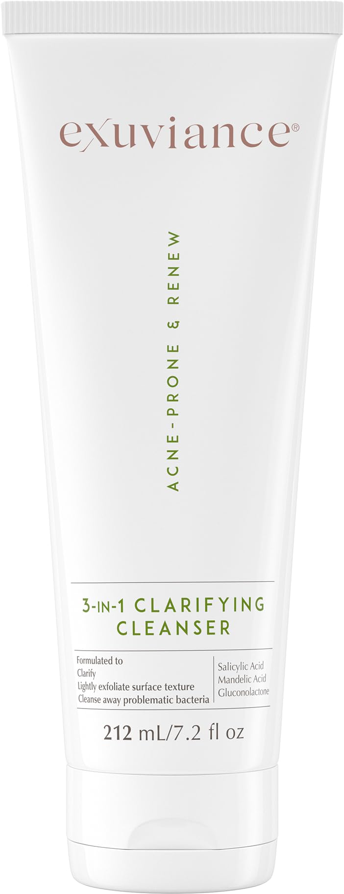 EXUVIANCE 3-in-1 Clarifying Anti-Aging Cleanser for Acne-Prone Skin with Salicylic Acid, Soap-Free Makeup Remover and Oil Control Face Wash, Exfoliates, Soothes & Improves Skin Texture, 7.2 fl. oz
