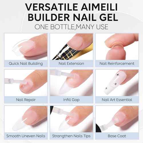 AIMEILI Builder Base Clear Sheer Color Gel, Hema Free, Cruelty Free, Vegan, No Need Slip Solution, Soak Off Gel Nail Polish 6pcs X 10ml - Kit Set 36