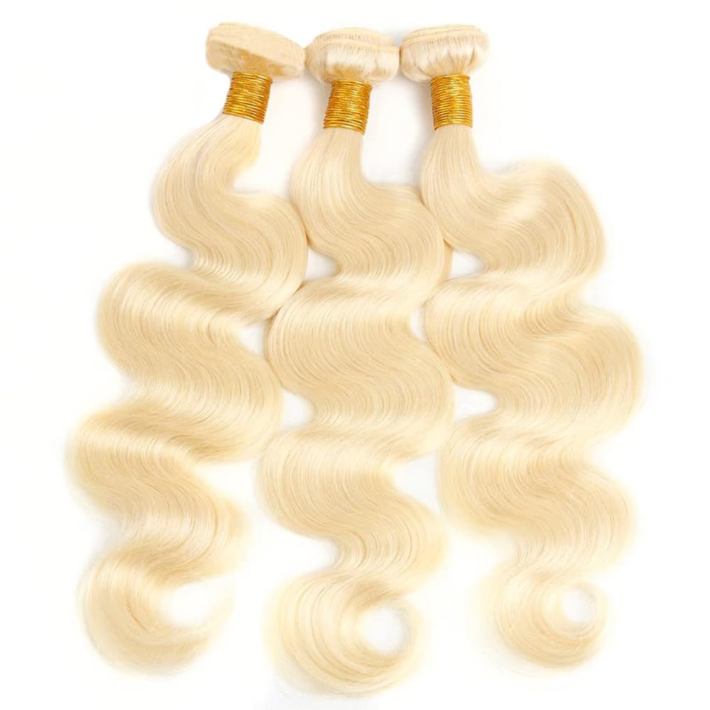 GLSMOSNW Blonde Bundles Human Hair 613 Body Wave Bundles Double Weft Unprocessed Brazilian Virgin Human Hair Extensions 613 Color 08 10 12 Inch