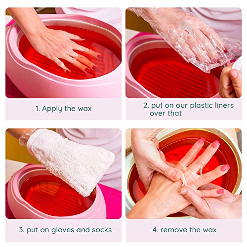 Segbeauty Paraffin Wax Bags for Hands and Feet, 200 Counts Plastic Paraffin Wax Liners, thera-py Bath Wax Refill Socks and Gloves Paraffin Bath Mitts Covers for Wax treat-ment Paraffin Wax Machine