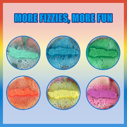 Hot Wheels 6 Piece Bath Bombs for Kids, Bubble Gum Scented, Bath Toys for Kids, Ages 3+, by Townley Girl
