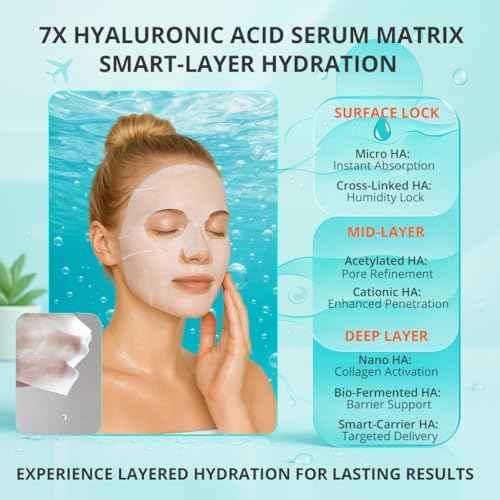 GONIM Face Mask Korean Skin Care with Hyaluronic Acid Serum & Collagen Activation, Face Masks Skincare with Vitamin C, Moisturizing Sheet Mask for All Skin,Korean Face Mask Travel Essentials 10 Sheets