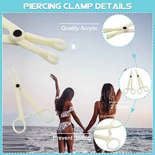 WZPB Nipple Piercing Kit for Women, 22Pcs Nipple Piercing Kit with 6 Pieces Nipple Piercing Rings Nipple Needle Kit Piercing Jewelry Barbell Heart Curved Shape Rings Barbell Piercing Clamps Needles