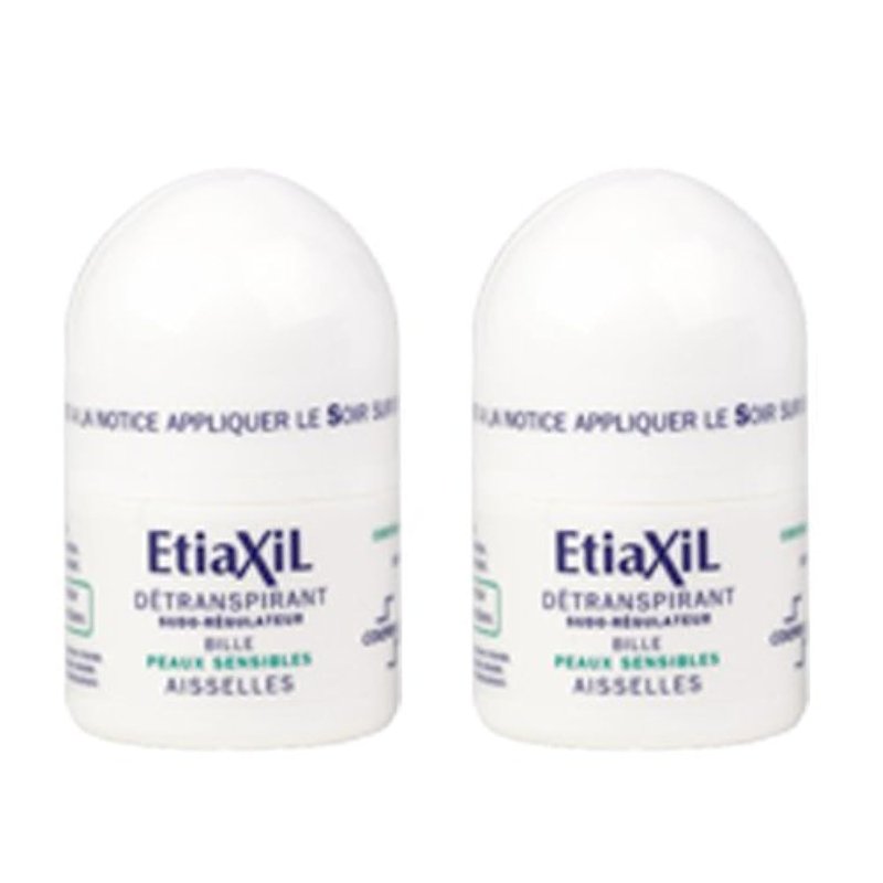ETIAXIL UNPERSPIRANT ROLL-ON TREATMENT FOR ARMPITS SENSITIVE SKINS 15ML PACK OF 2PCS