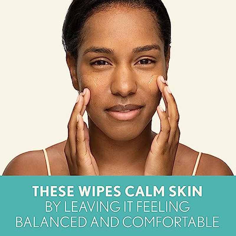 Aveeno Calm + Restore Unscented Makeup Remover Face Wipes, Fragrance Free Facial Cleansing Towelettes with Oat Extract & Calming Feverfew Leave Skin Feeling Soothed, Alcohol Free, 25 ct