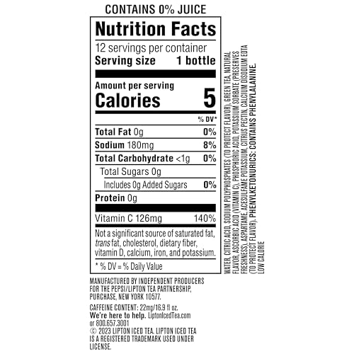Lipton Diet Green Tea Citrus, 16.9 Fl Oz Bottles (Pack of 12)