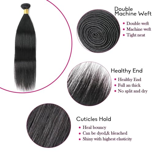 One Bundle Straight Human Hair 100g/Pack 20 Inch 12A Unprocessed Black Double Weft Quick Wave Extensions for Women