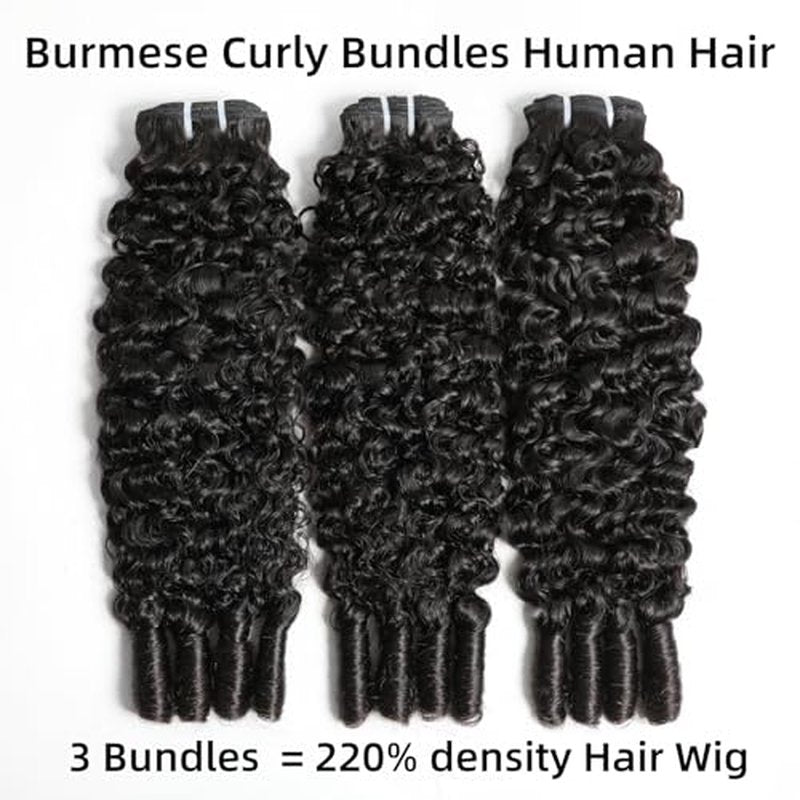 Burmese Curly Bundles Human Hair 121416 Inch 100% Unprocessed Raw Virgin Hair Bundles Water Wave Bundle Hair Extensions Double Weft 3C4A Burmese Kinky Curly Human Hair Bundles with Spiral End