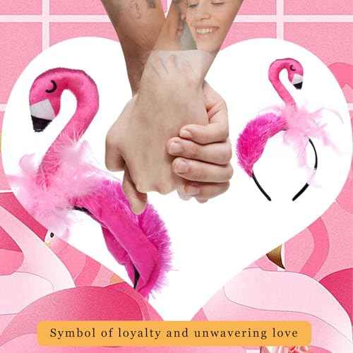 Flamingo Headbands for Women Valentines Party Dress Hair Accessories for Women and Girls Valentine Cosplay Up Props Dress Up Cute Hairband (Pink)