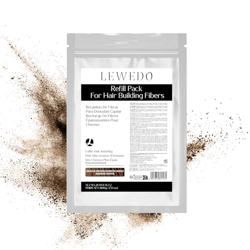 Hair Building Fibers Refill Pack - 100g Instant Thickening Fibers for Men & Women, Natural Cotton Powder, Wind/Rain Resistant, For All Hair Fiber Applicator Bottles (Medium brown)