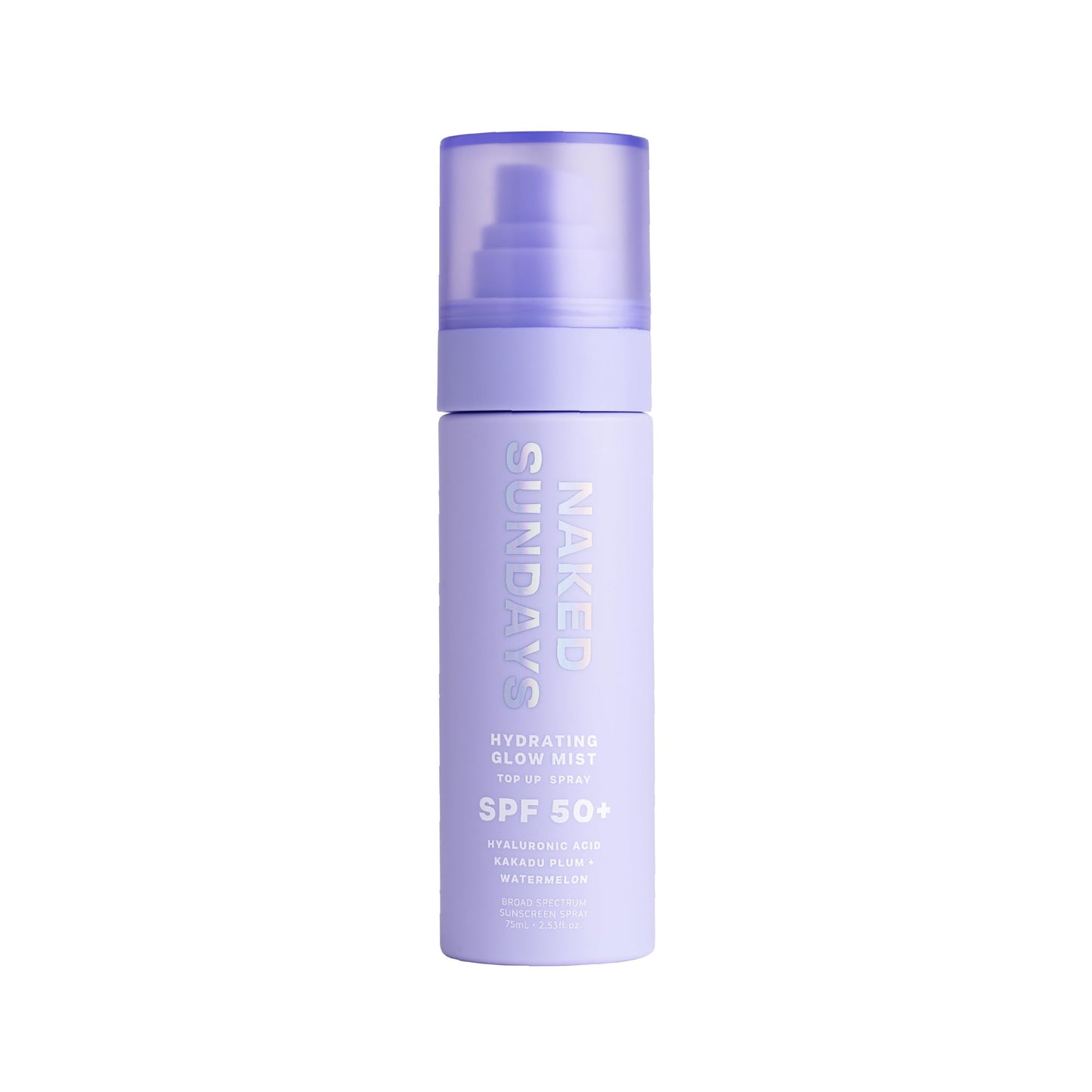 Naked Sundays SPF 50 Hydrating Glow Sunscreen Mist for Face, SPF Setting Spray with Hyaluronic Acid, Makeup Setting Spray, Lightweight, Non-Greasy Hydration, 75ml