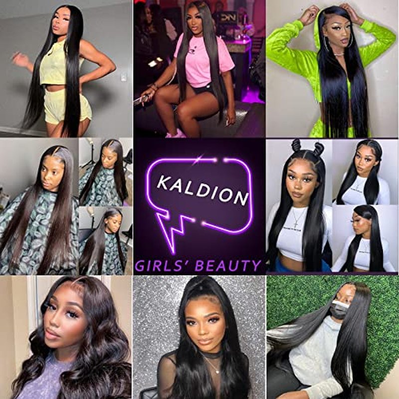 bunGiol 30 inch Lace Front Wig Straight Lace Frontal Wigs Pre Plucked with Baby Hair 180% Density 13X4 Brazilian Virgin Human Hair Wigs for Black Women Natural Black Color